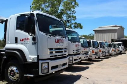 Industrial Skip Bin Truck On The Move - Sunshine Coast in QLD